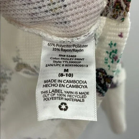 3For$20 Time and Tru Cream Floral Long Sleeve Henley size: M - Picture 3 of 4